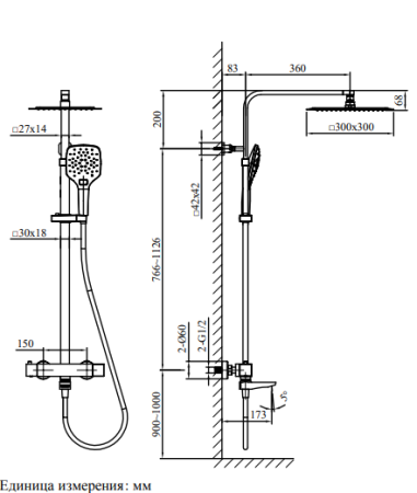 Душевая система с термостатом Cascata 030401 Cr