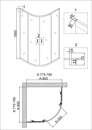 Душевой уголок Niagara Nova NG-6686-08 80х80