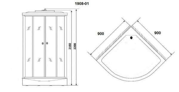 Душевая кабина Niagara Ultra NG-1908-01 (900х900х2200)