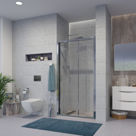 Душевая дверь в нишу Niagara Nova NG-62-8A 80х195, прозрачное стекло, профиль хром