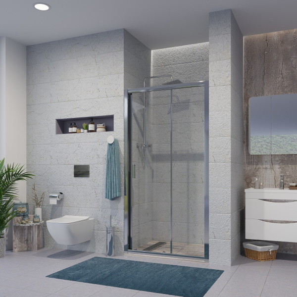 Душевая дверь в нишу Niagara Nova NG-62-8A 80х195, прозрачное стекло, профиль хром