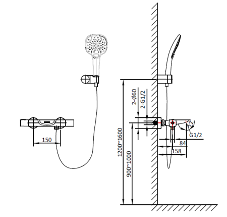 Смеситель для ванны AltroBagno с термостатом Aperto 020402 Cr