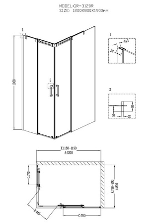 Душевой уголок Grossman Galaxy GR-3120R 120х80