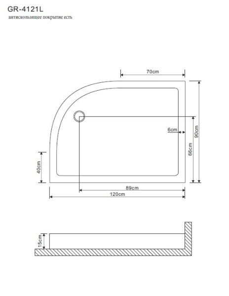 Акриловый душевой поддон Grossman 120x90 для GR-4121L