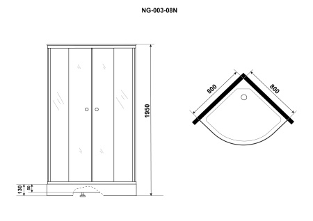 Душевой уголок Niagara Eco NG-003-14 BLACK 80х80