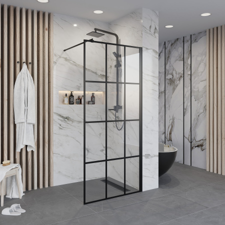 Душевая перегородка Niagara Nova NG-685-11 BLACK (110x195), прозрачное стекло