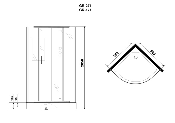 Душевая кабина Grossman Classic GR171 (90х90х205)