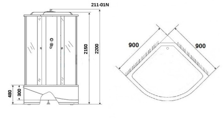 Душевая кабина Niagara Ultra NG-211-01N (900х900х2200)