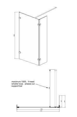 Душевая перегородка Ambassador Walk-in 15031107 110x200, прозрачное стекло