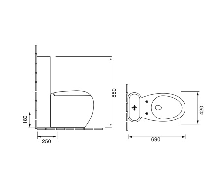Унитаз напольный Grossman GR-4424 Solis (690х420х880)