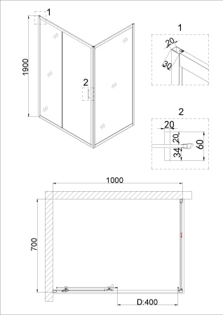 Душевой уголок Niagara Nova NG-42-10AG-A70G 100х70