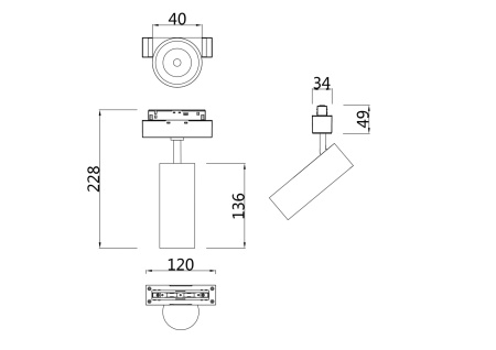 Магнитный трековый светильник Maytoni Focus LED TR019-2-7W4K-B