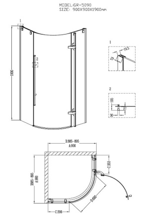 Душевой уголок Grossman Style GR-5090 90х90