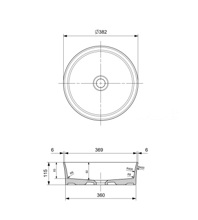 Раковина накладная Ambassador Conrad 226T20003 (382х382х115) белая