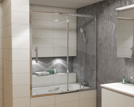 Шторка на ванну Grossman GR-170/2 (140x170), прозрачное стекло