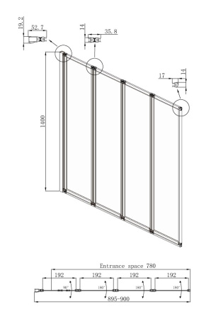 Шторка для ванны Ambassador Bath Screens 16041110L (900x1400), стекло прозрачное