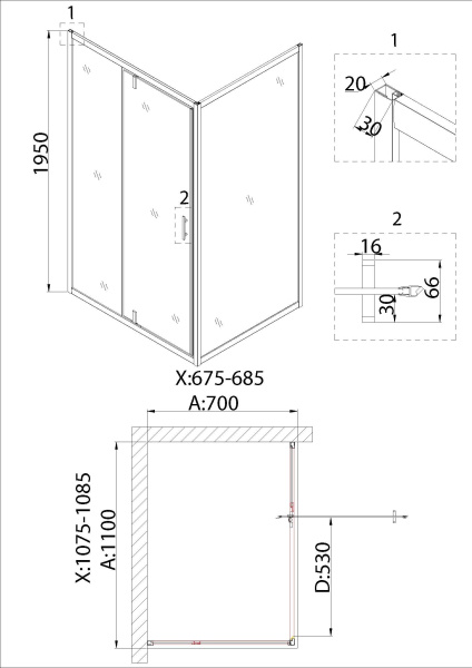 Боковая стенка Niagara Nova NG-A70B (70х195)