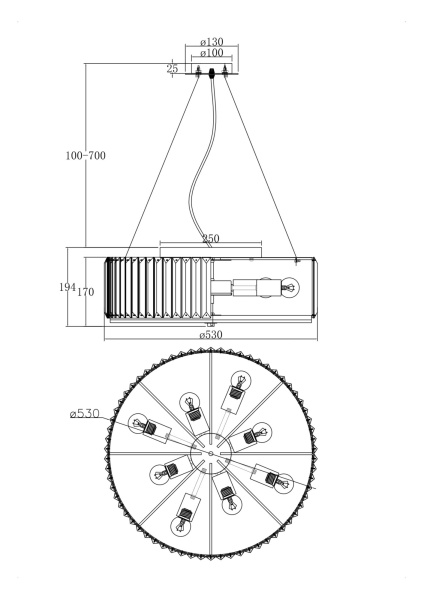 Подвесной светильник Maytoni Recinto MOD080CL-08CH