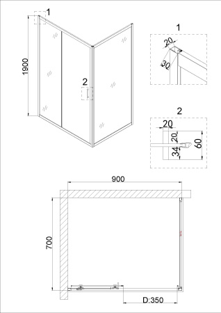 Душевой уголок Niagara Nova NG-42-9AG-A70G 90х70