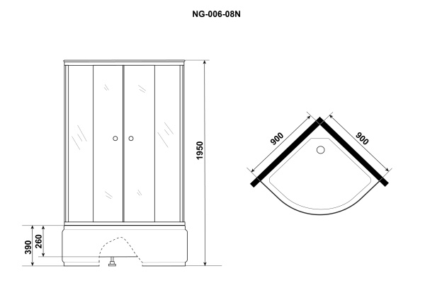 Душевой уголок Niagara Eco NG-006-14 90х90